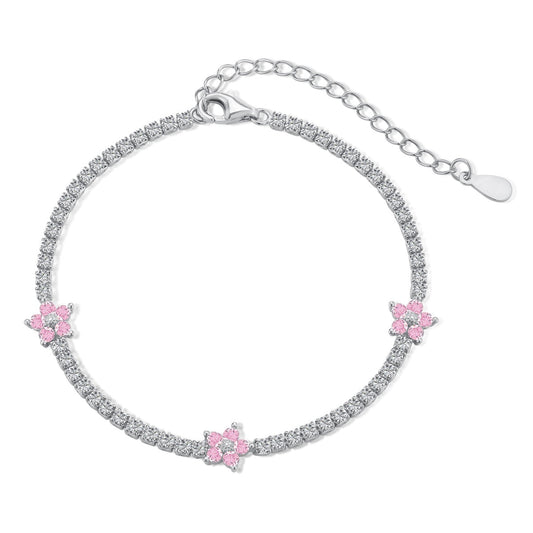 Angela Jewelry]Sparkling Flower Shape Tennis Bracelet