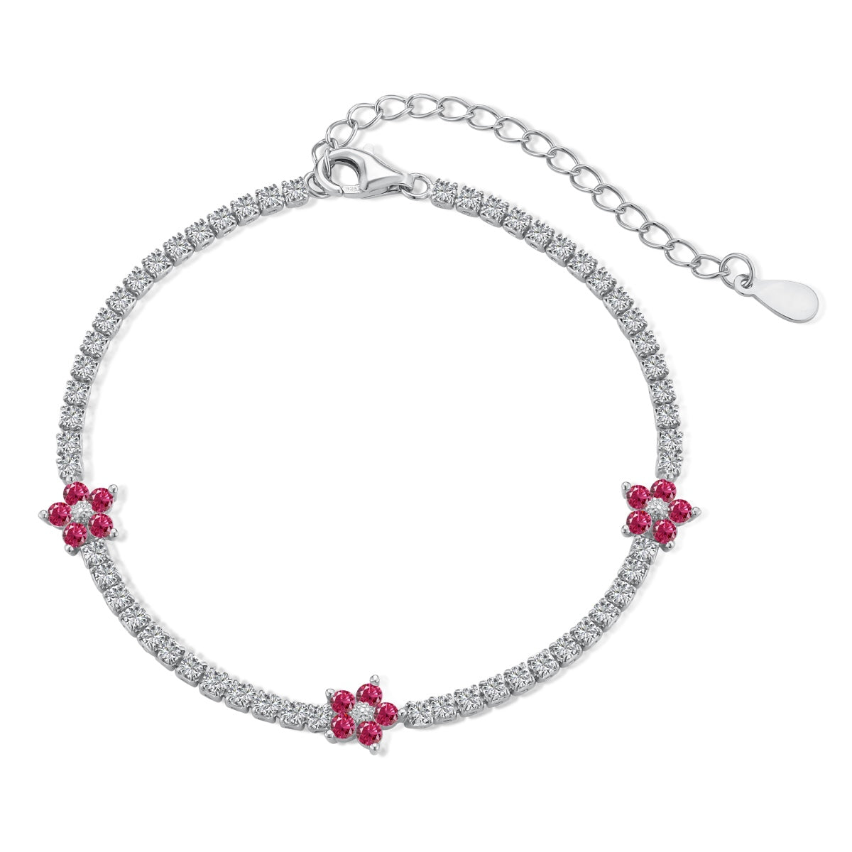 Angela Jewelry]Sparkling Flower Shape Tennis Bracelet