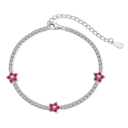 Angela Jewelry]Sparkling Flower Shape Tennis Bracelet