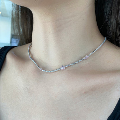 Angela Jewelry]Luxurious Colorful Flower Tennis Necklace