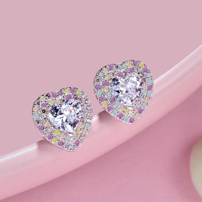Angela Jewelry]Dazzling Heart Shape Lover Earrings