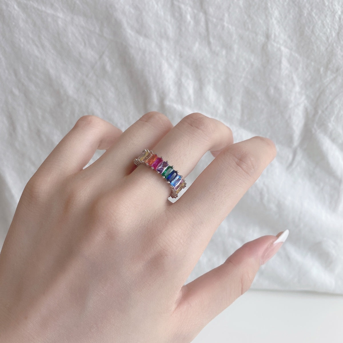 Angela Jewelry]Unique Colorful Radiant Cut RIng