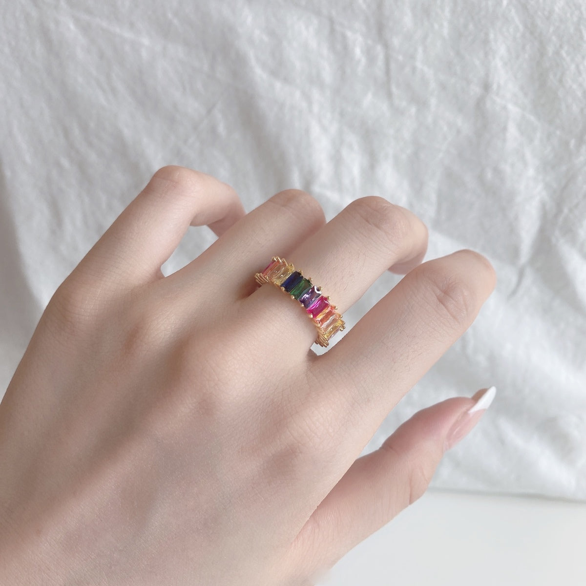 Angela Jewelry]Unique Colorful Radiant Cut RIng