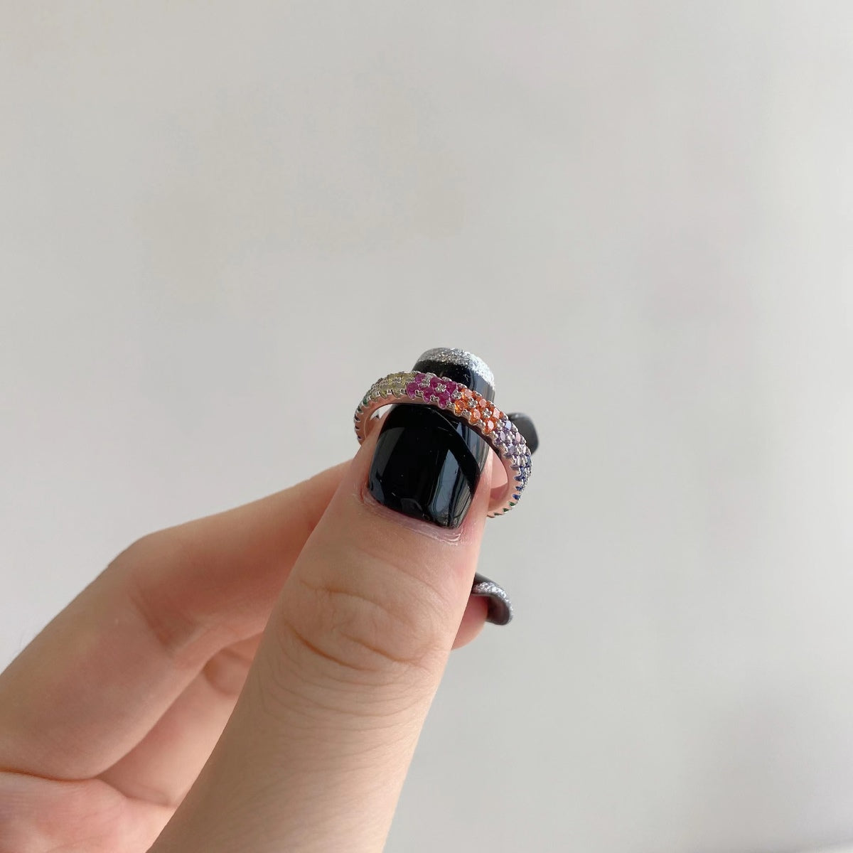 Angela Jewelry]Unique Colorful Round Cut Tennis Ring