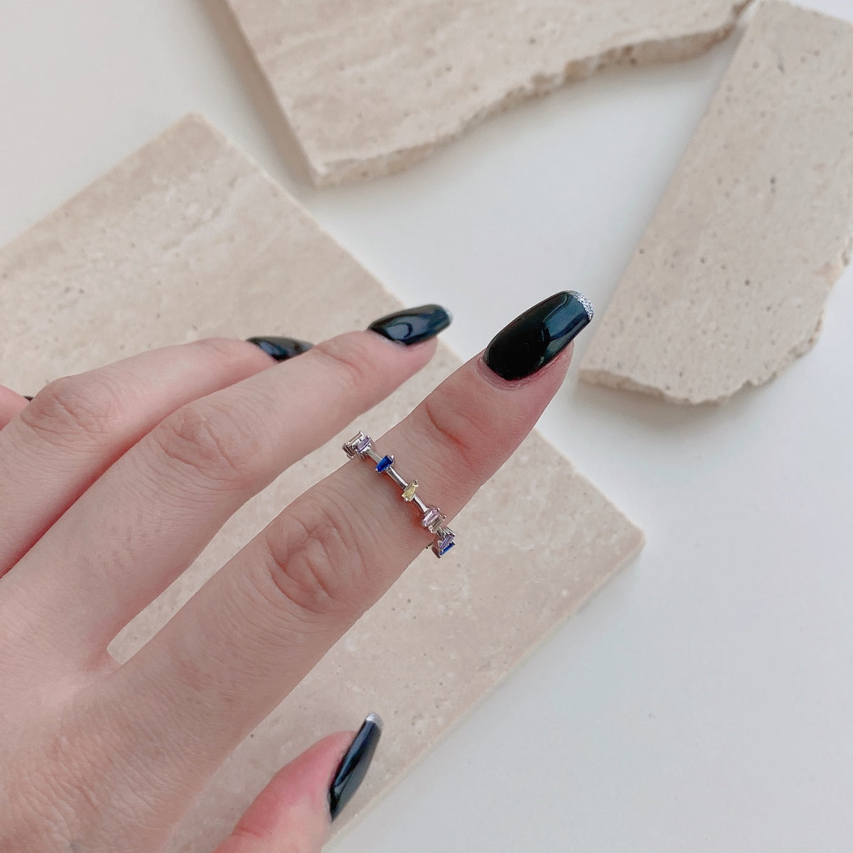 Angela Jewelry]Unique Trapezoid Cut Daily Ring
