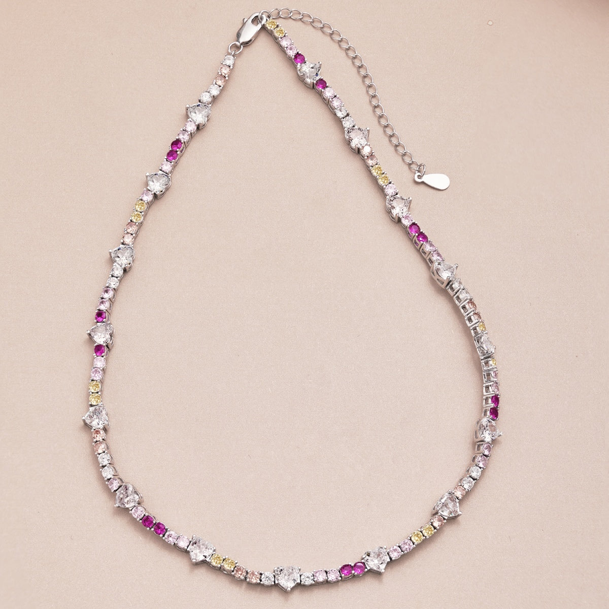 Angela Jewelry]Delicate Colorful Rainbow Tennis Chain