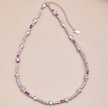 Angela Jewelry]Delicate Colorful Rainbow Tennis Chain