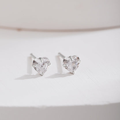 Angela Jewelry]Sparkling Heart Shaped Simple Earrings