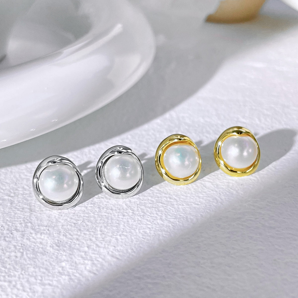 Angela Jewelry]Dainty Bread Pearl Earrings