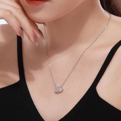 Angela Jewelry]Dazzling Square & Heart Shape Necklace