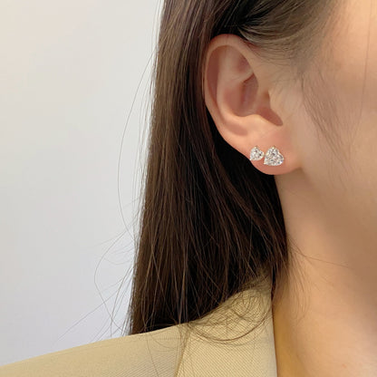 Angela Jewelry]Double Heart-Shape Classic Princess Style Earrings