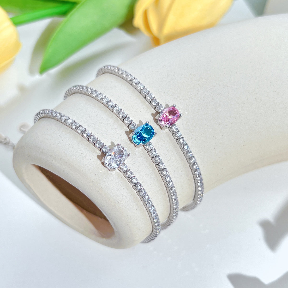 Angela Jewelry]0.75 Carat Exquisite Oval Cut Daily Bracelet