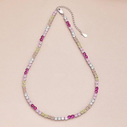 Angela Jewelry]Delicate Colorful Tennis Necklace
