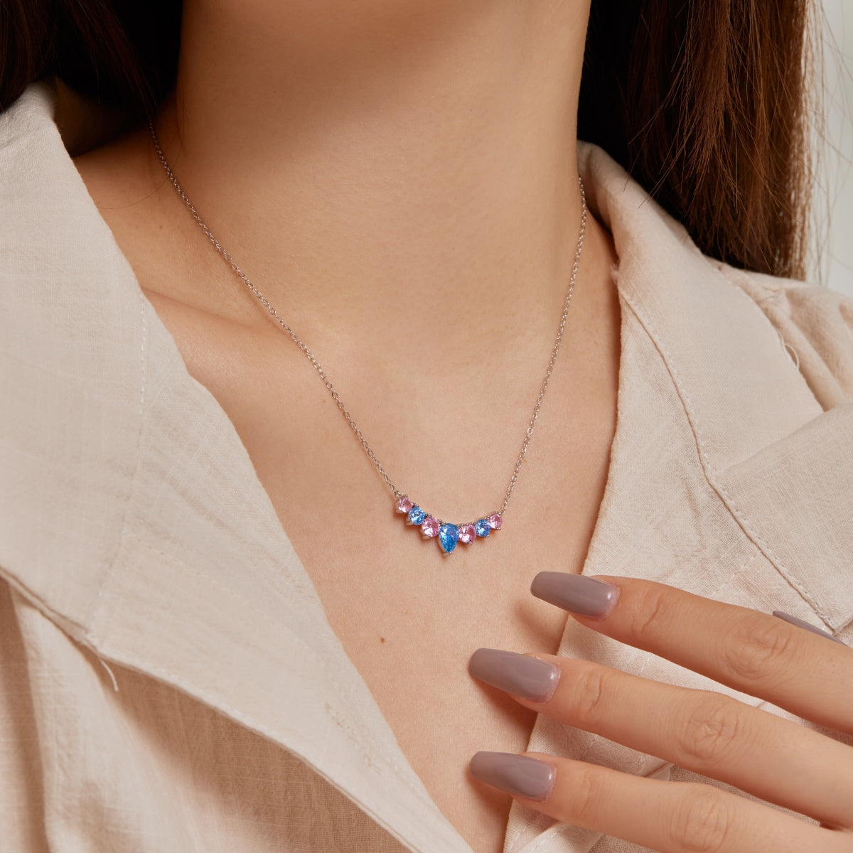 Angela Jewelry]Dainty Colorful Heart Necklace