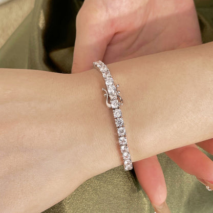Angela Jewelry]Luxurious Ornate Round Cut Tennis Bracelet