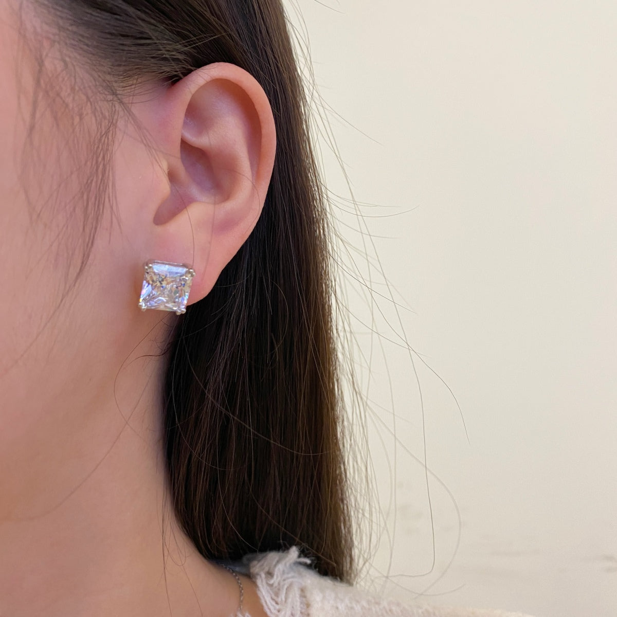 Angela Jewelry]Delicate Square Shape Earrings