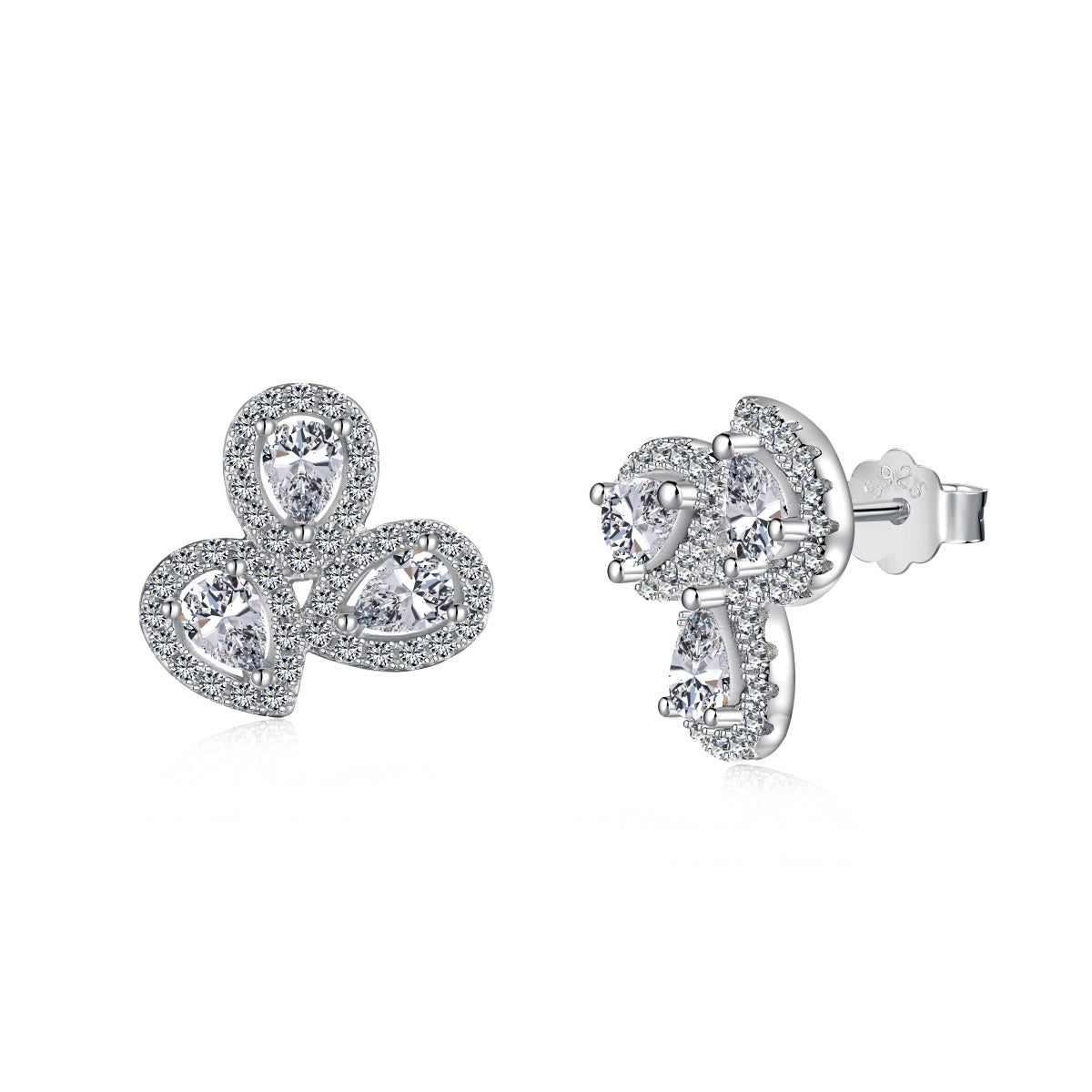 Angela Jewelry]Ornate Flower Shape Pear Cut Lover Earrings