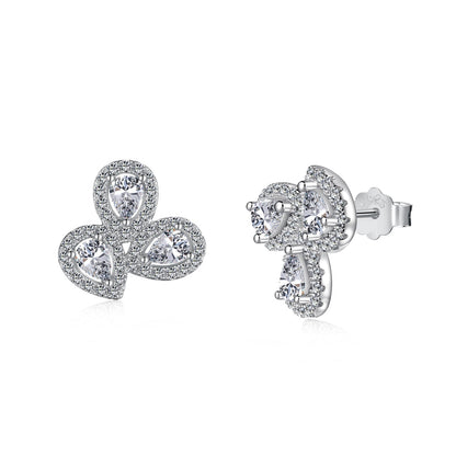Angela Jewelry]Ornate Flower Shape Pear Cut Lover Earrings