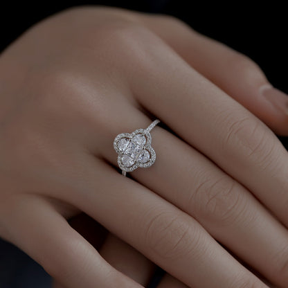 Angela Jewelry]Luxurious Eternity Flower Shape Banquet Ring