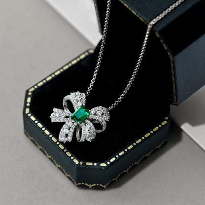 Angela Jewelry]Luxurious Flower Shape Emerald Cut Necklace