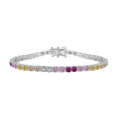 Angela Jewelry]Radiant Colorful Round Cut Tennis Bracelet