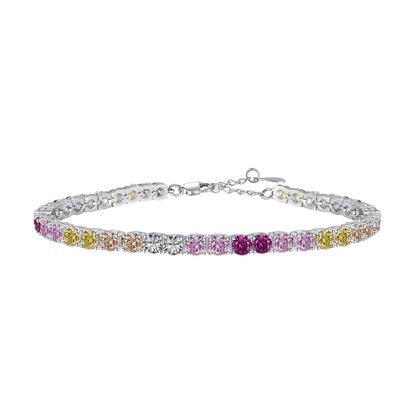 Angela Jewelry]Radiant Colorful Round Cut Tennis Bracelet