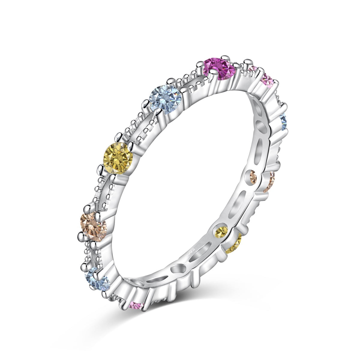 Angela Jewelry]Sparkling Colorful Round Cut Tennis Ring