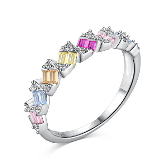 Angela Jewelry]Delicate Vibrant Emerald Cut Daily Ring