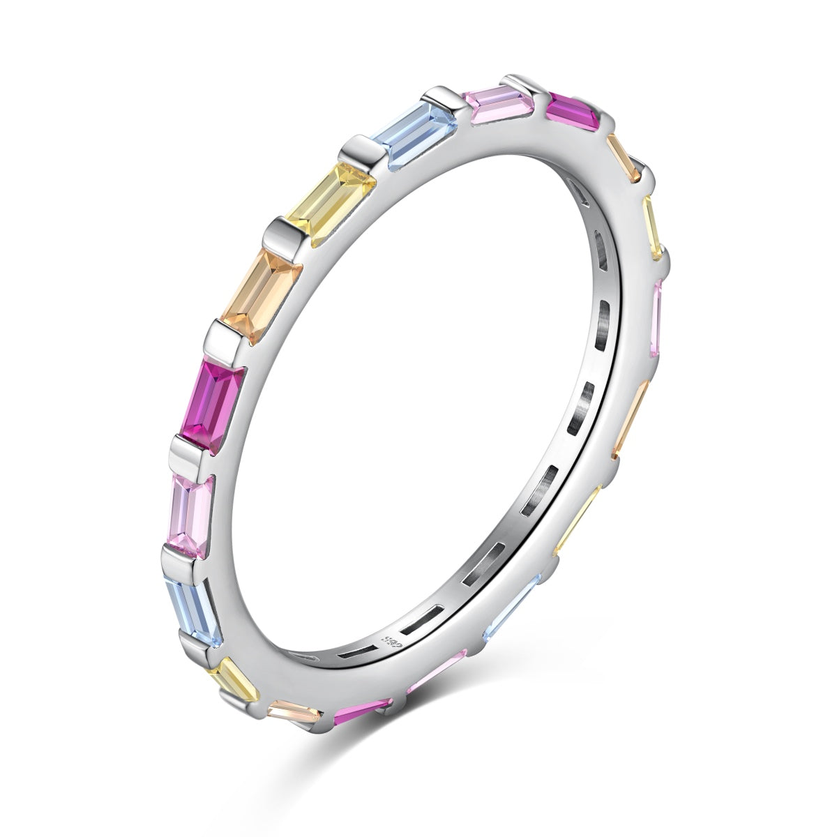 Angela Jewelry]Exquisite Multicolored Emerald Cut Daily Ring