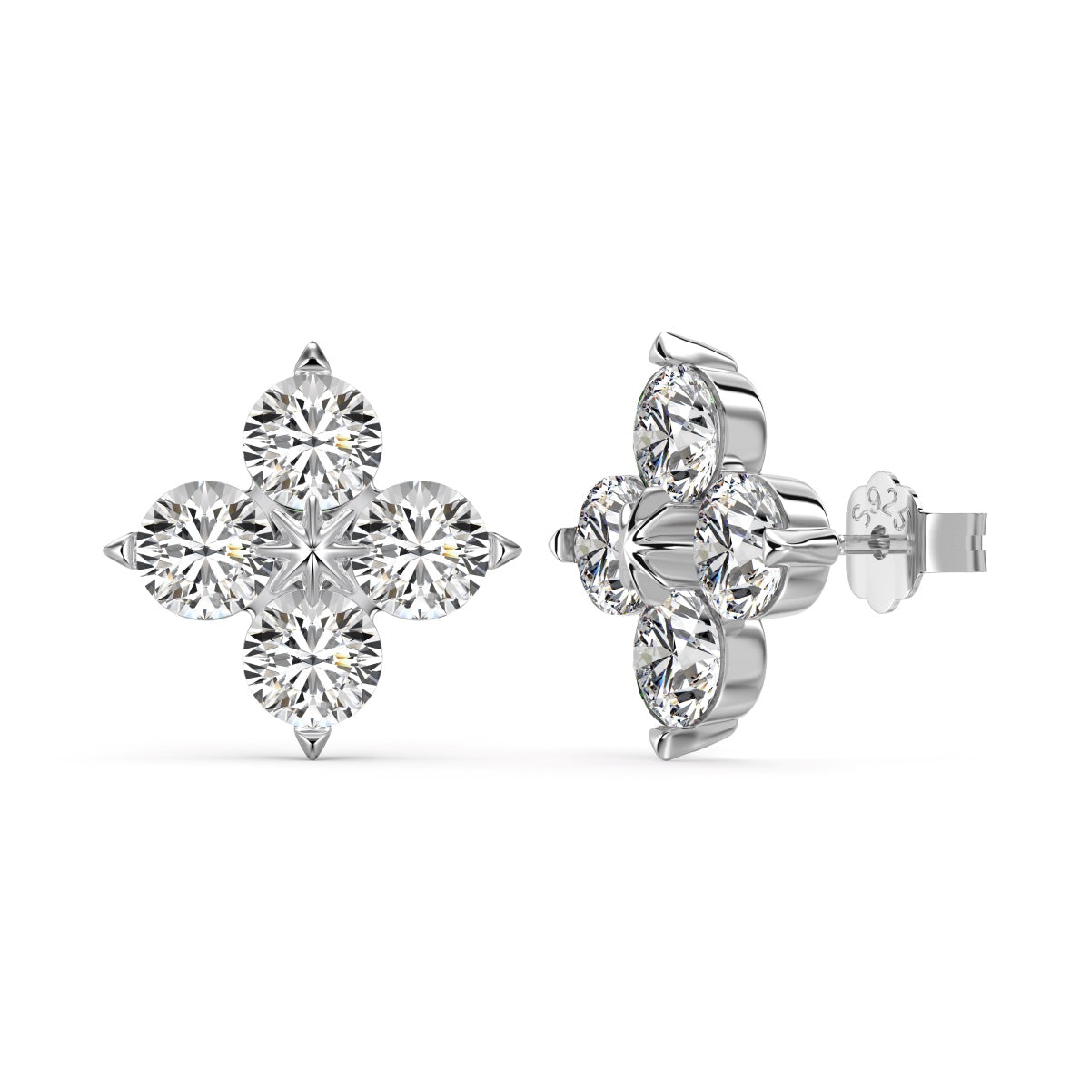 Angela Jewelry]Four-Leaf Clover Eight-Pointed Star Earrings