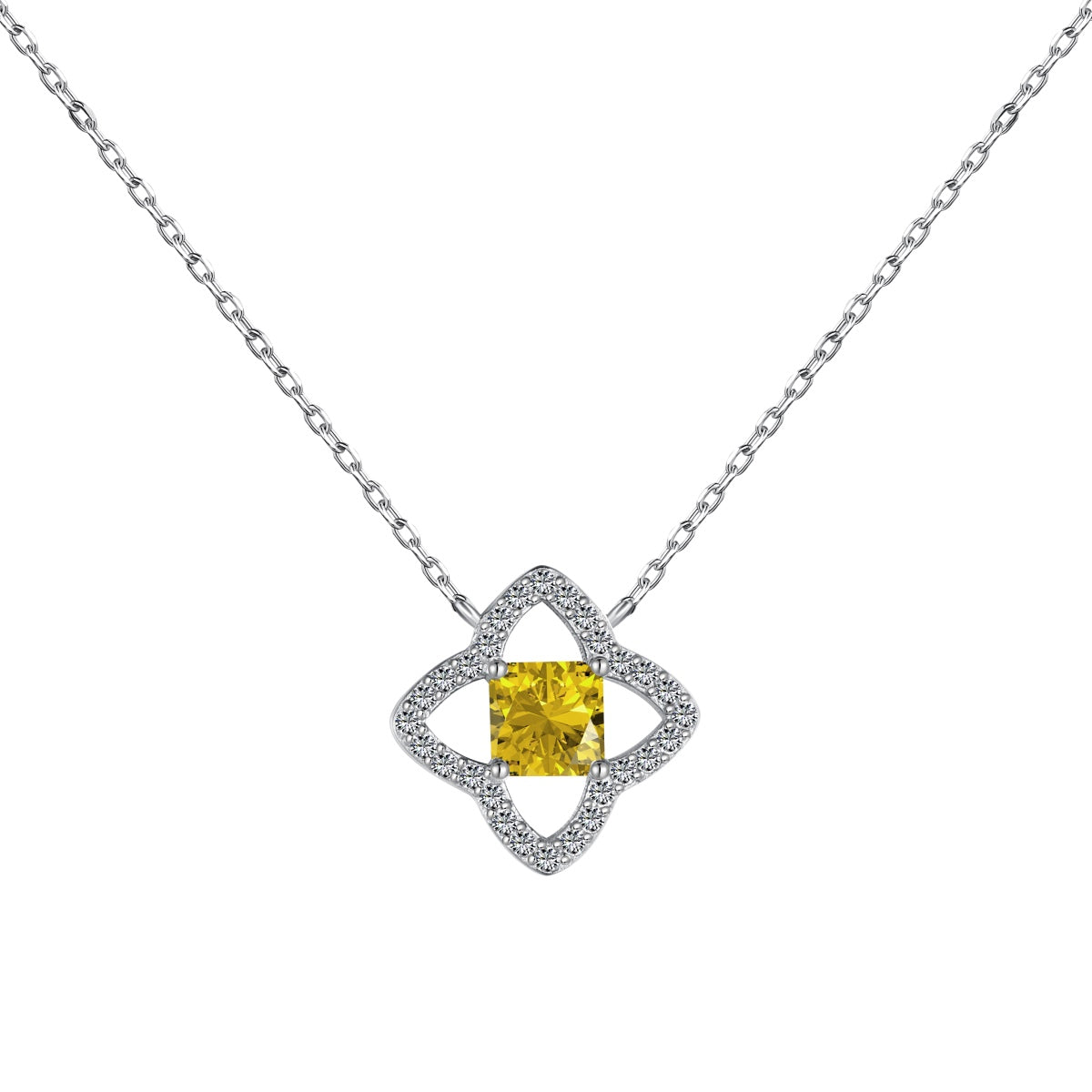 Angela Jewelry]Exquisite Flower Shape Princess Cut Necklace