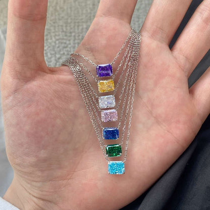 Angela Jewelry]Luxurious Square Shape Colorful Necalack