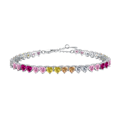 Angela Jewelry]Luxurious Colorful Romantic Heart Shape Lover Bracelet