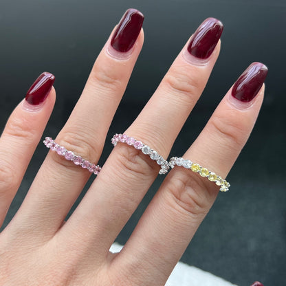 Angela Jewelry]Sparkling Round Cut Tennis Ring