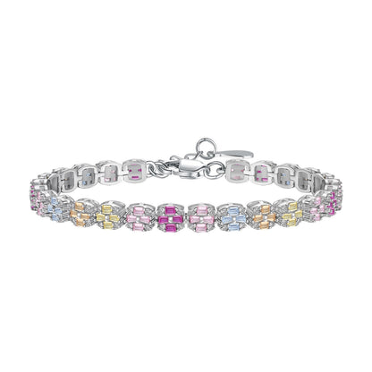 Angela Jewelry]Delicate Colorful Emerald Cut Daily Bracelet
