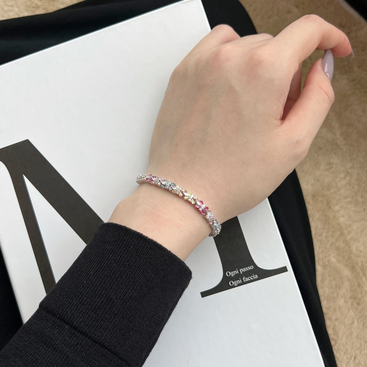 Angela Jewelry]Radiant Colorful Emerald Cut Party Bracelet