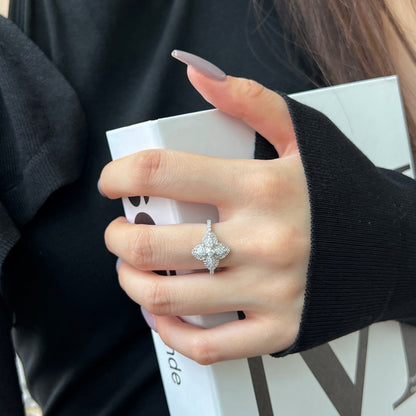 Angela Jewelry]Luxurious Colorful Flower Shape Banquet Ring