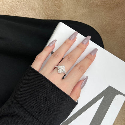 Angela Jewelry]Luxurious Colorful Flower Shape Banquet Ring