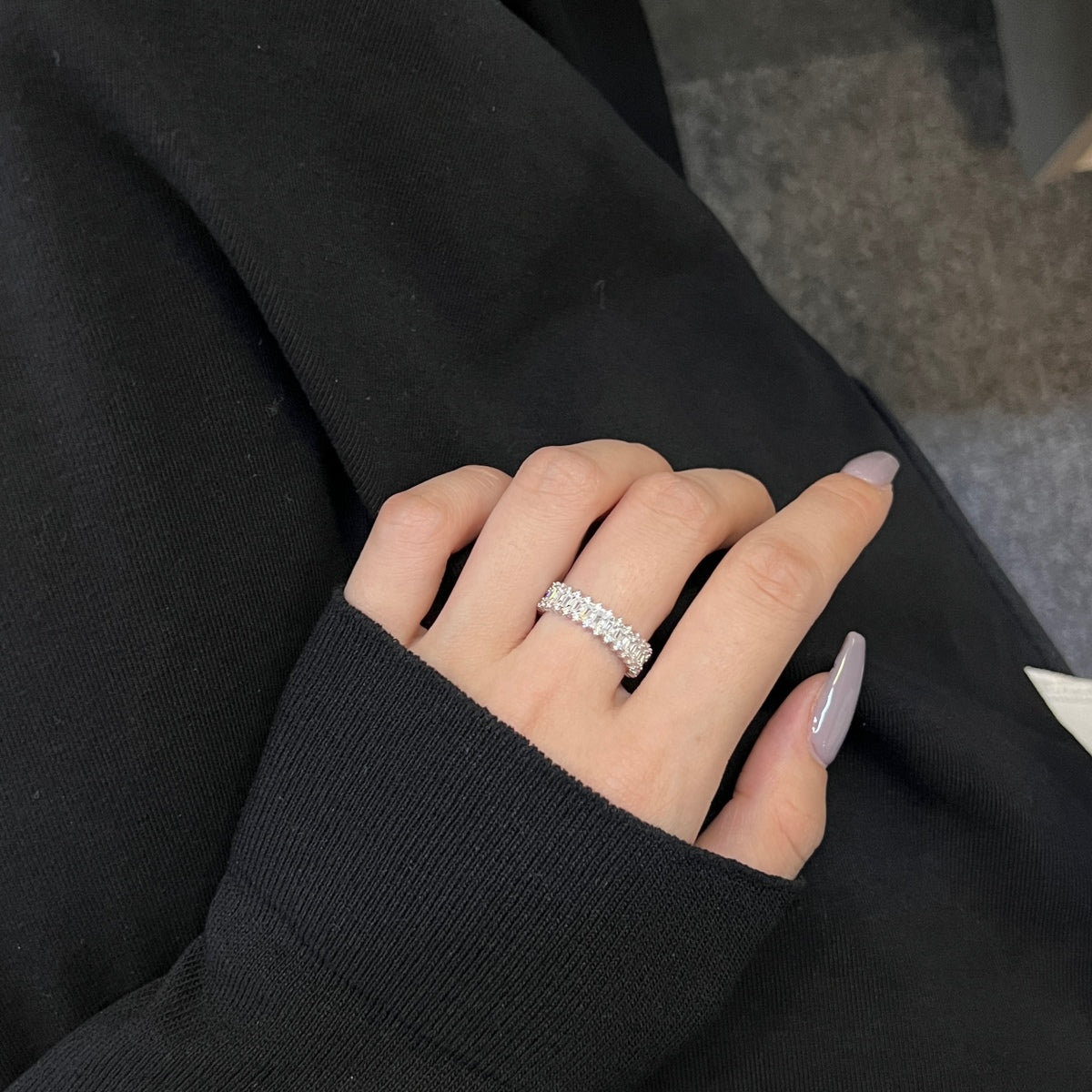 Angela Jewelry]Splashy Ornate Emerald Cut Cocktail Ring