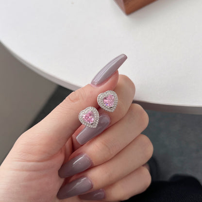 Angela Jewelry]Dazzling Heart Shape Lover Earrings