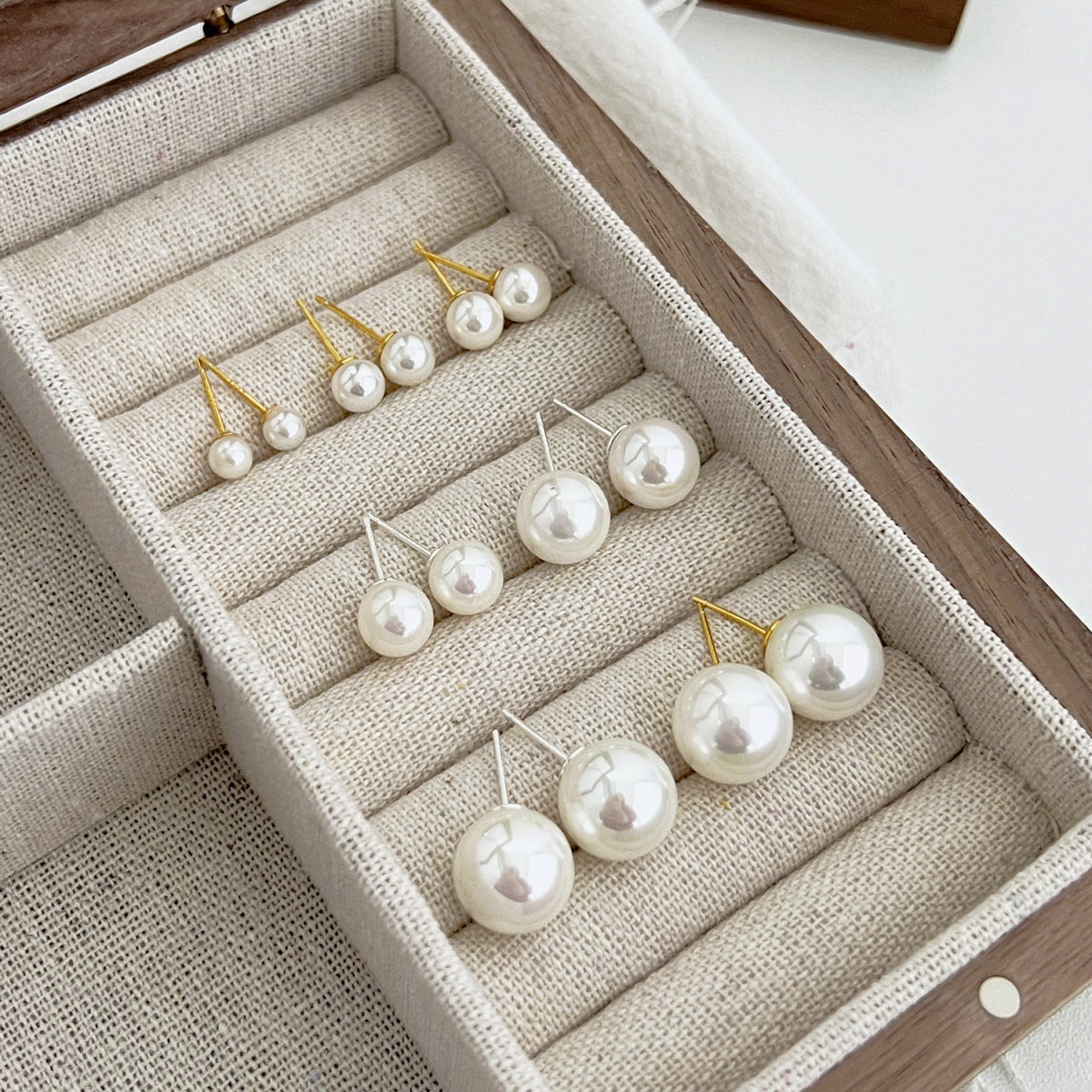 Angela Jewelry]Delicate Pearl Earrings