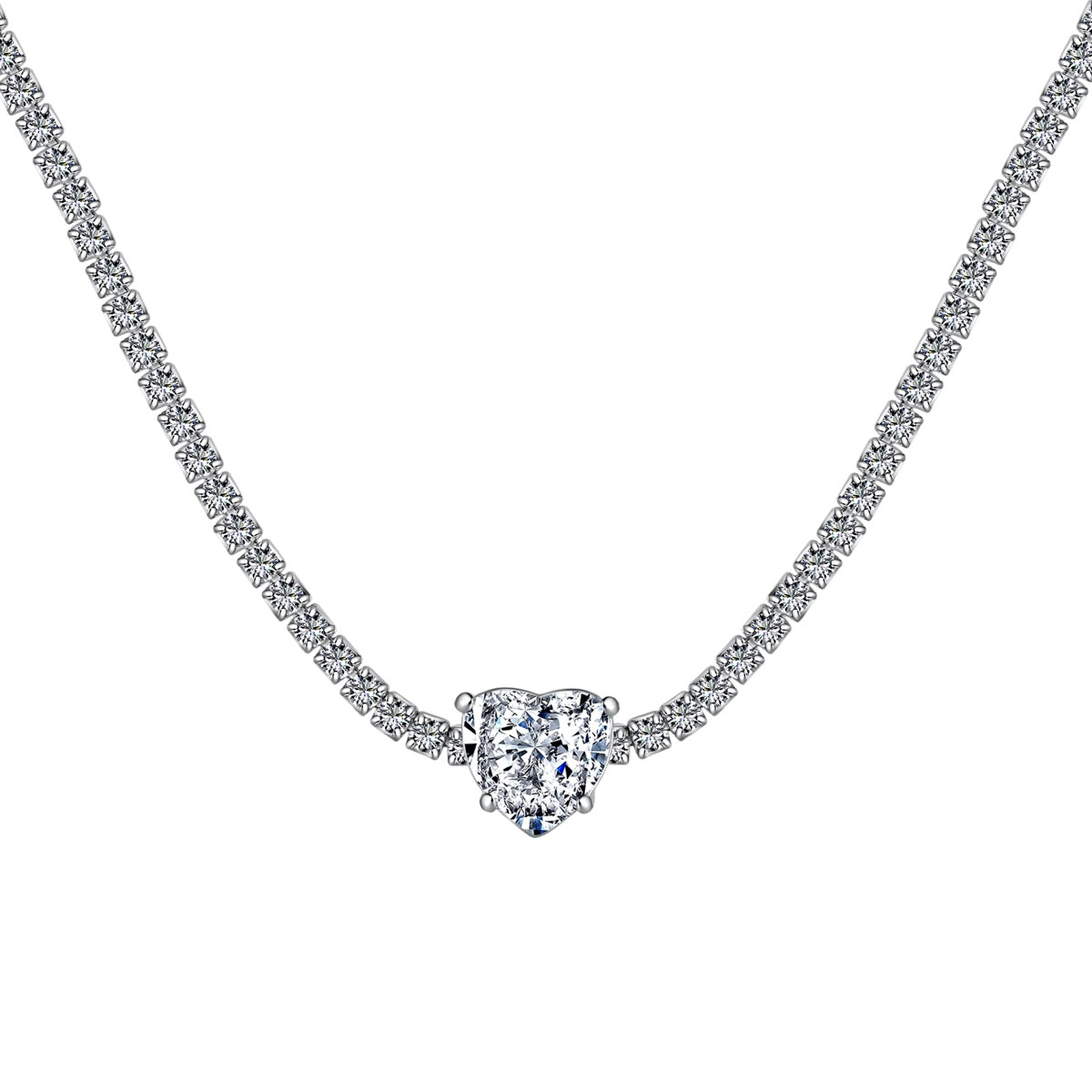 Angela Jewelry]2.0 Carat Sparkling Tennis Heart Cut Necklace