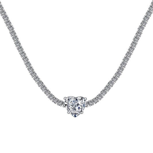 Angela Jewelry]2.0 Carat Sparkling Tennis Heart Cut Necklace
