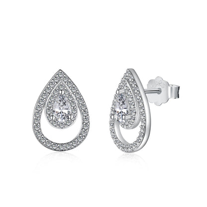 Angela Jewelry]Sparkling Delicate Water Drop Shape Daily Earrings