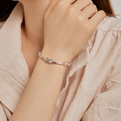 Angela Jewelry]Ornate Colorful Butterfly Shape Round Cut Daily Bracelet