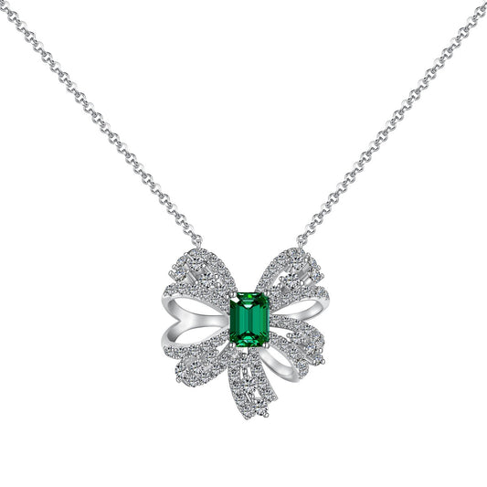 Angela Jewelry]Luxurious Flower Shape Emerald Cut Necklace