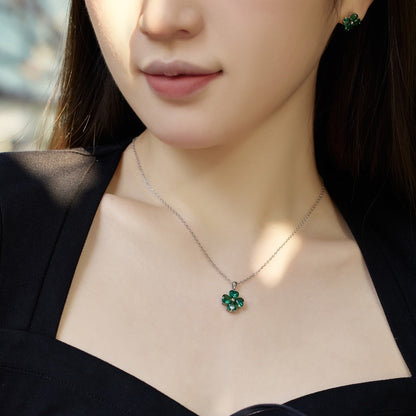 Angela Jewelry]Heart-Shaped Four-Leaf Clover Bead Necklace