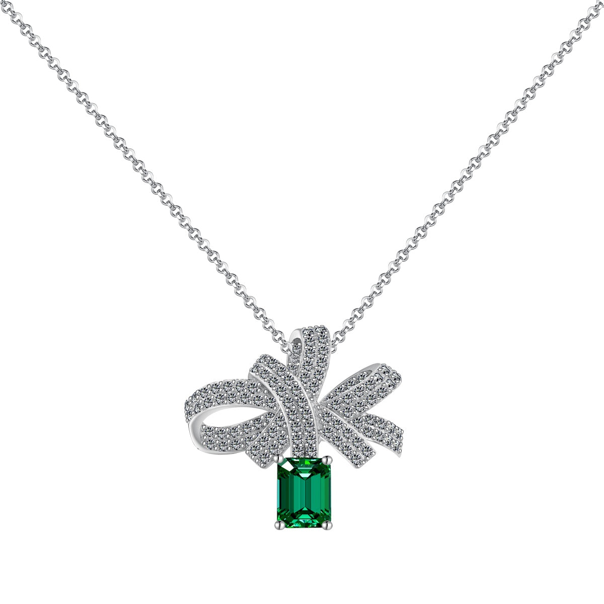 Angela Jewelry]Luxurious Flower Shape Emerald Cut Necklace