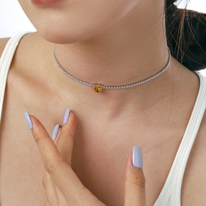 Angela Jewelry]2.0 Carat Sparkling Tennis Heart Cut Necklace