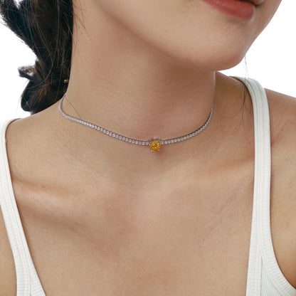 Angela Jewelry]2.0 Carat Sparkling Tennis Heart Cut Necklace